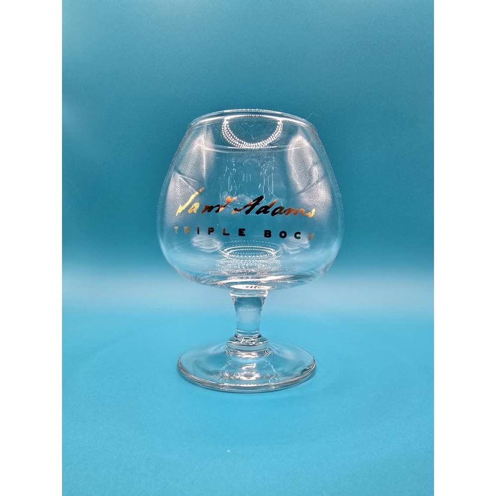 Sam Adams Triple Bock Beer Snifter Glass Gold Writing
